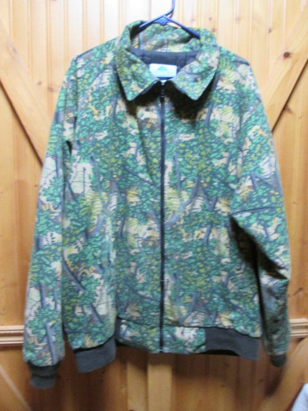 vtg Bushlawn so texas camo fleece cotton jacket zip front Lg